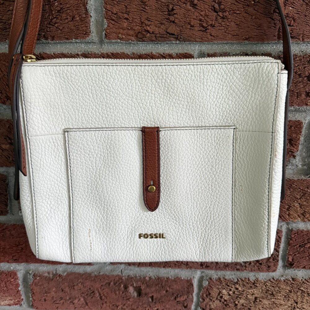 Fossil Purse / Bag * White Leather * Brown